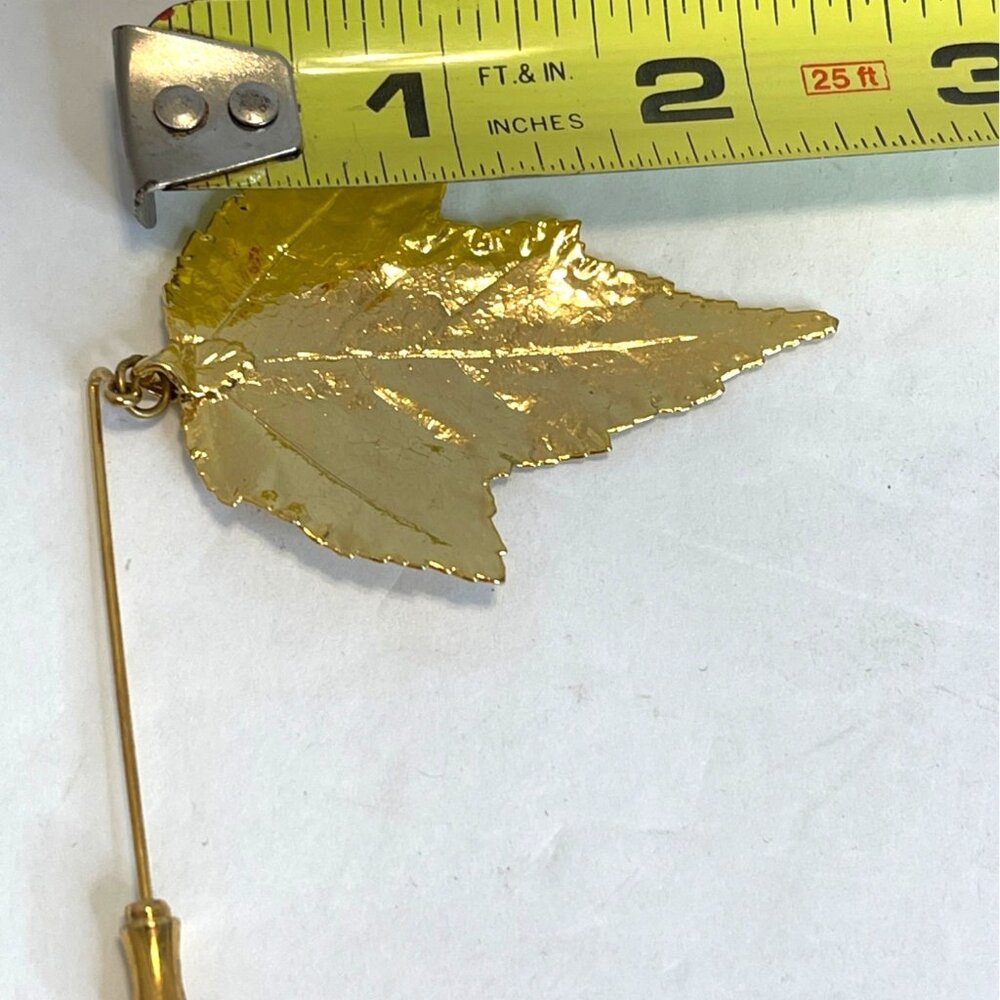 Retro Gold Tone Leaf Pin Brooch Stickpin Fall Botanical Nature Autumn Vintage - Picture 6 of 8
